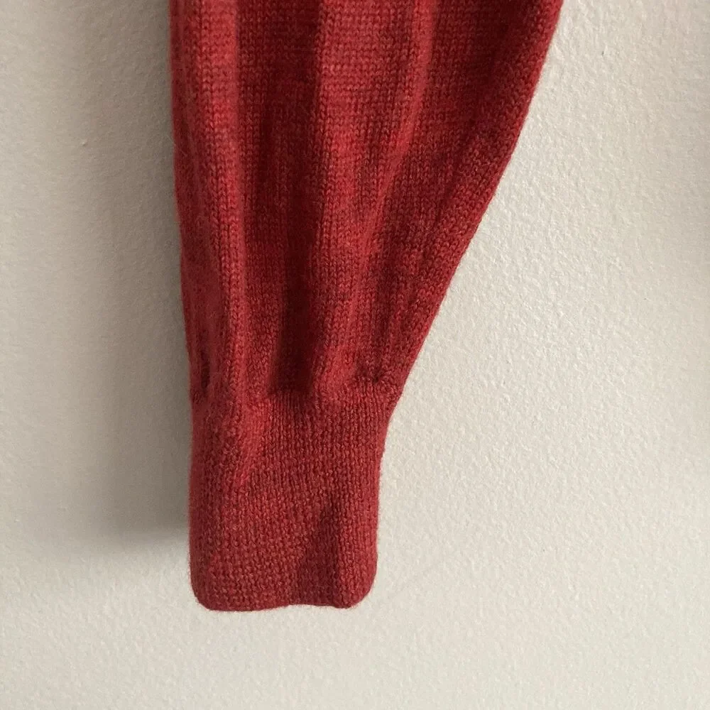 Brooks Brothers Mens Size Large 100% Merino Wool 1/4 Zip Sweater Mock Neck Red